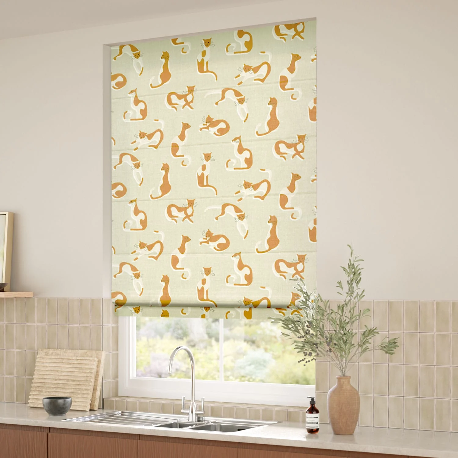 French Whiskers Sand Roman Blind - Image 2