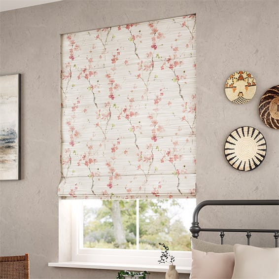 Fuji Blossom Faux Silk Sunset Pink Roman Blind - Image 2