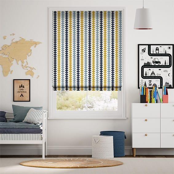 Hounds Tooth Beach Blue Roman Blind