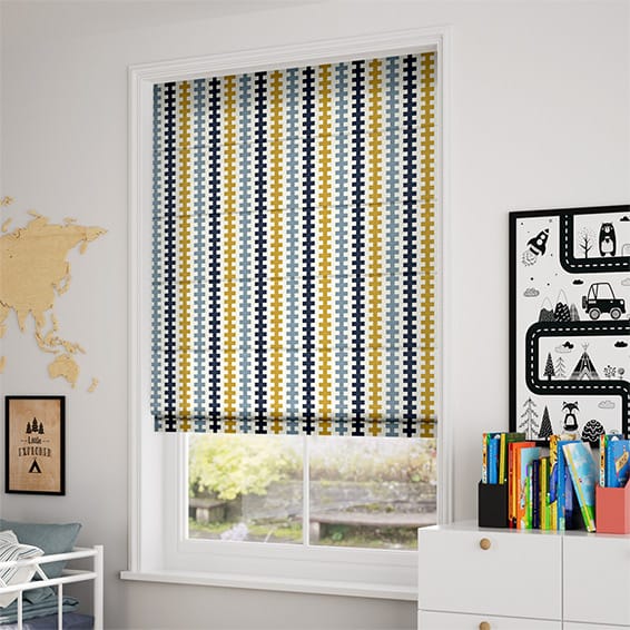 Hounds Tooth Beach Blue Roman Blind - Image 2