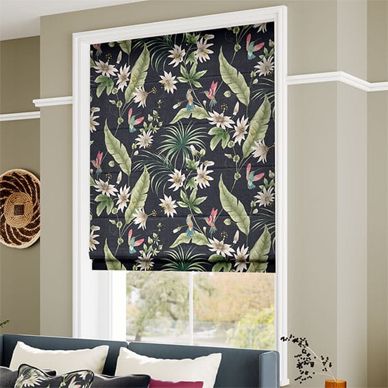 Hummingbird Charcoal Roman Blind - Image 2