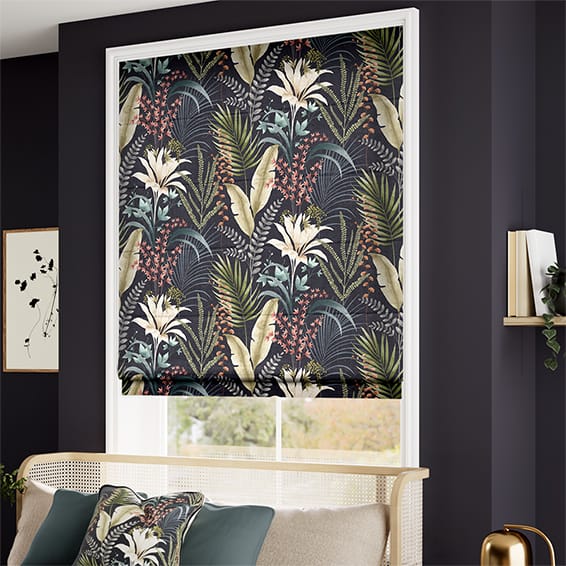 Inky Botanical Charcoal Roman Blind - Image 2