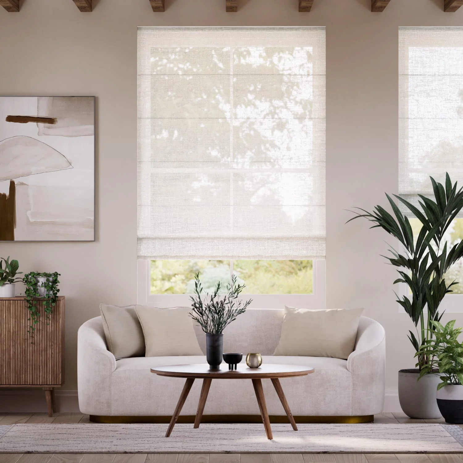 Ionian Voile Cloud White Relaxed Roman Blind