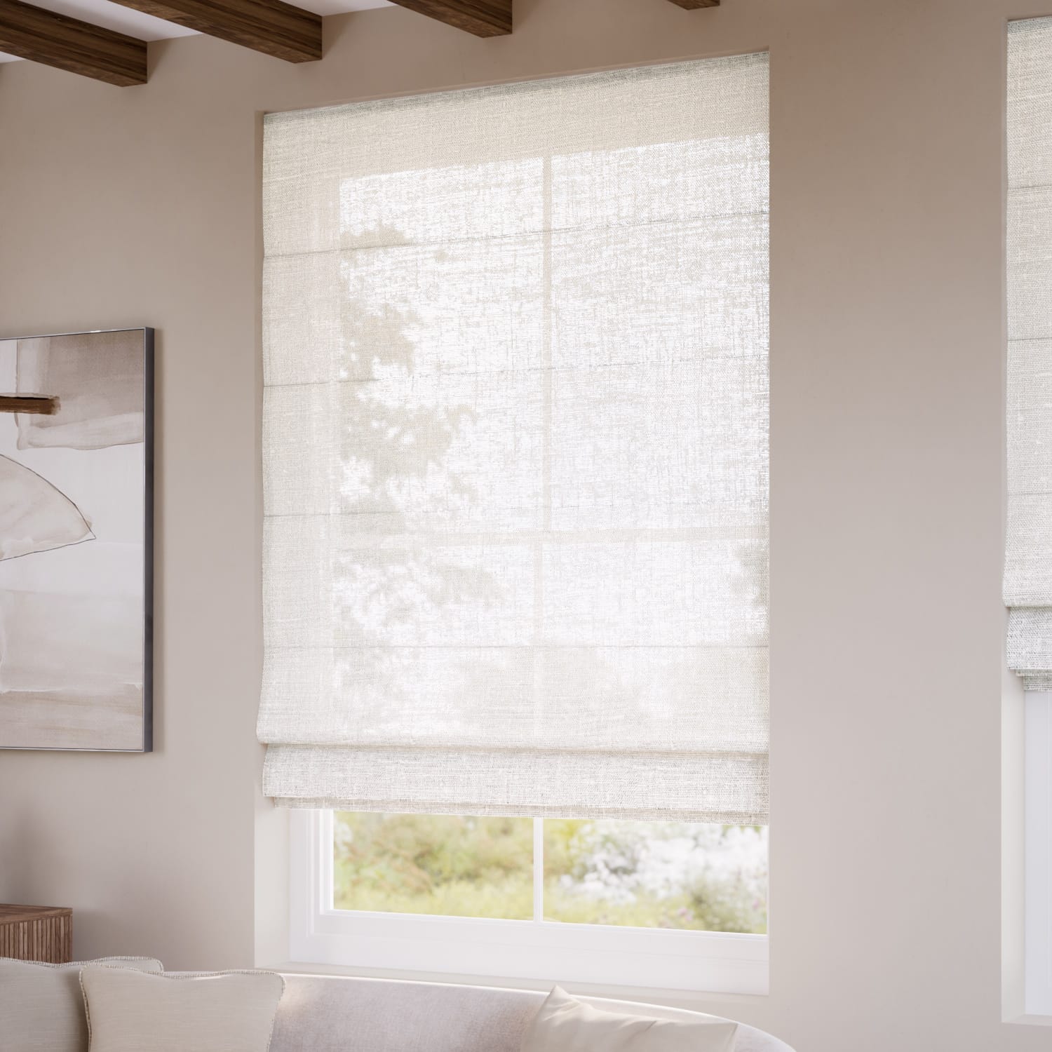 Ionian Voile Cloud White Relaxed Roman Blind - Image 2
