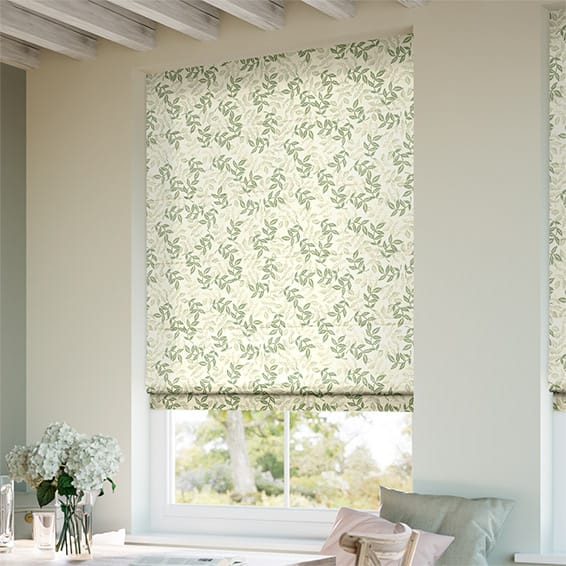 Large Rosehip Leaf Light Green Roman Blind - Image 2
