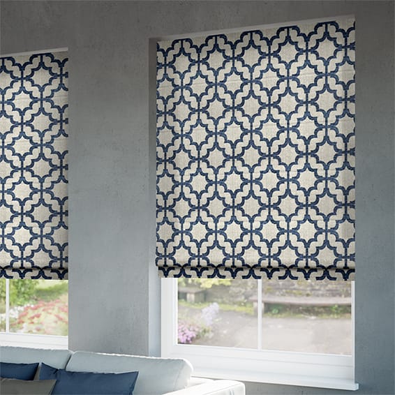 Lattice Navy Blue Roman Blind - Image 2