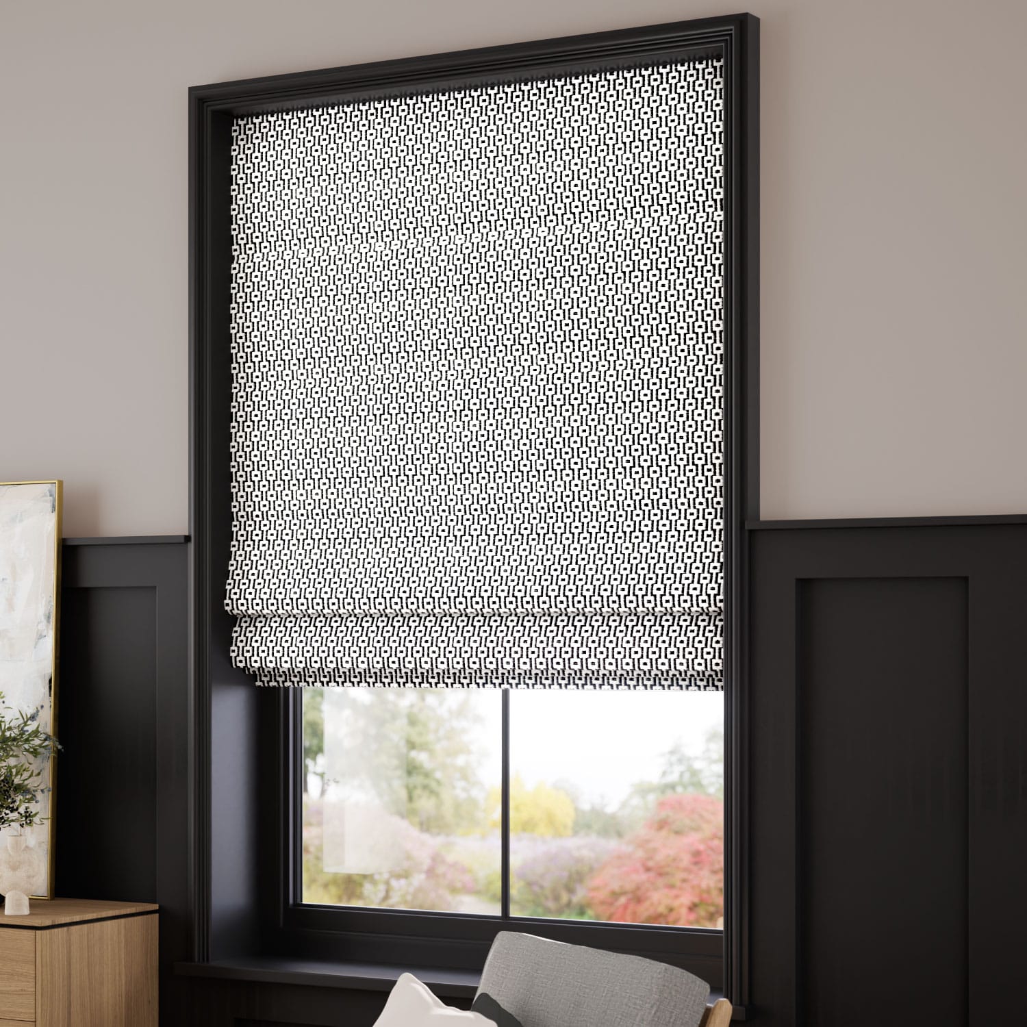 Maze Jacquard Charcoal Roman Blind - Image 2