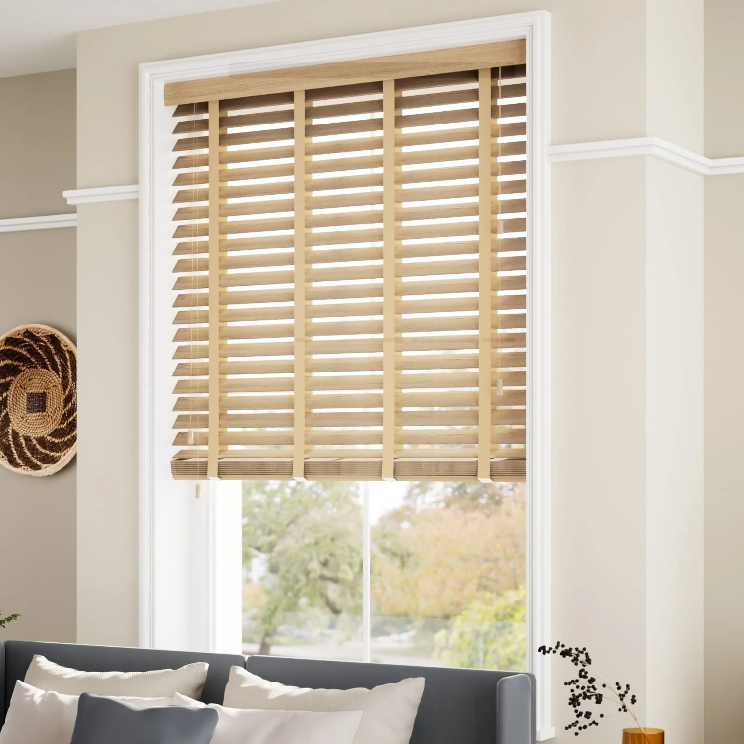 Metropolitan Classic Oak & Buff Wooden Blind - Image 2