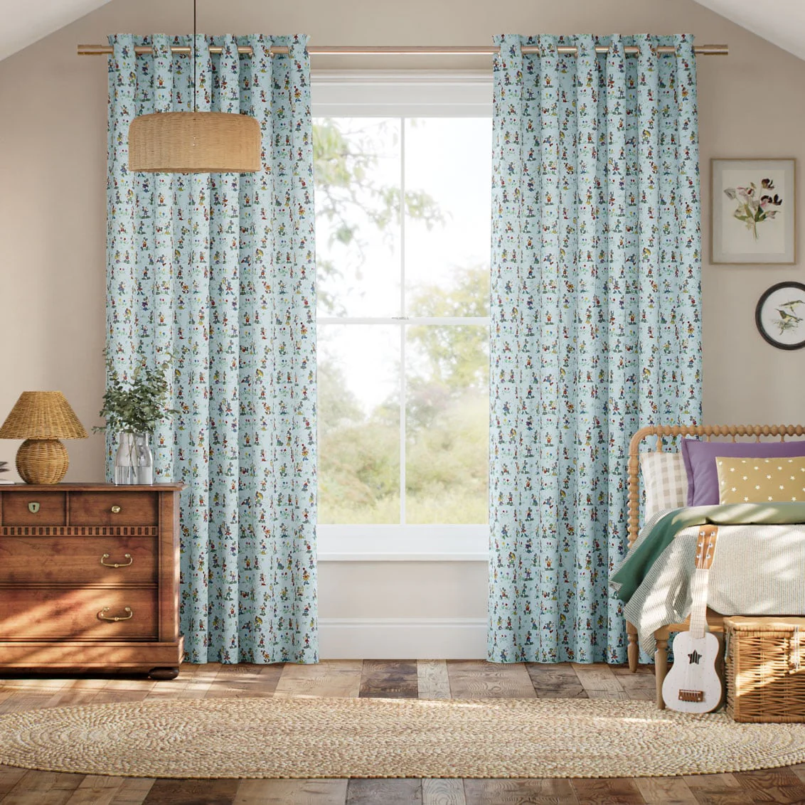 Mickey & Minnie Blue Curtains