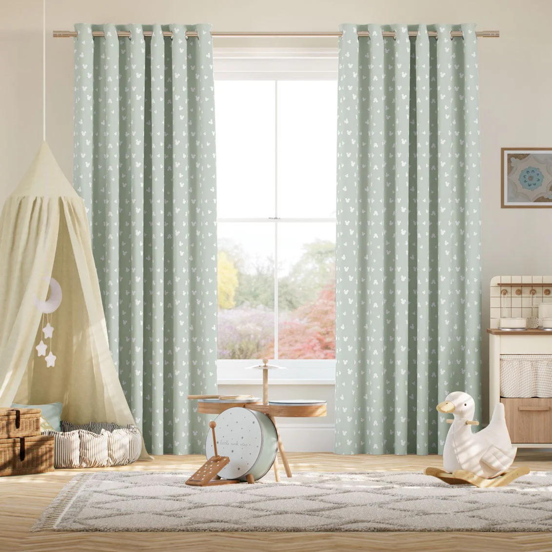 Mickey Spots Sea Salt Curtains