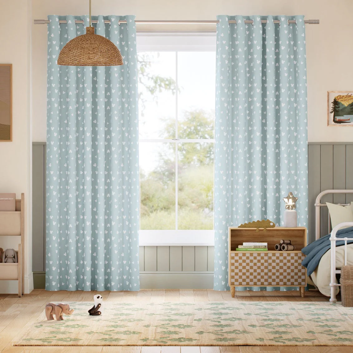 Mickey Spots Sky Blue Curtains