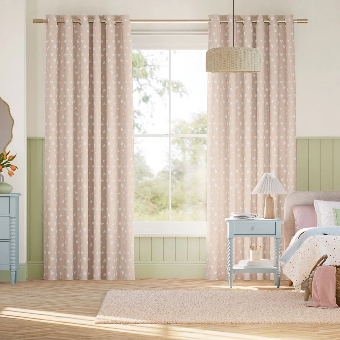 Mickey Spots Strawberries & Cream Curtains