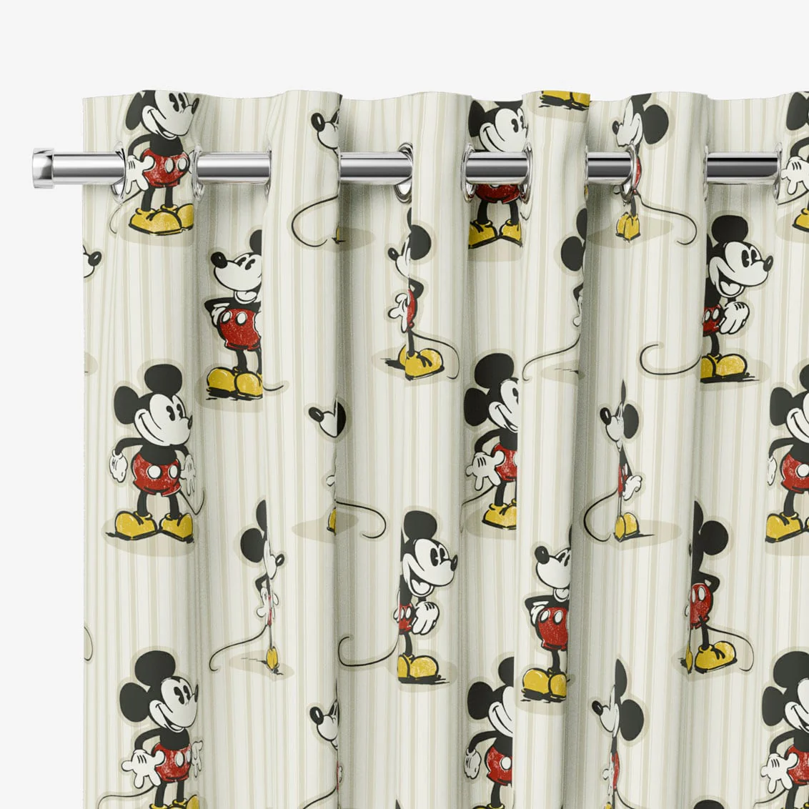 Mickey Stripe Natural Curtains - Image 2