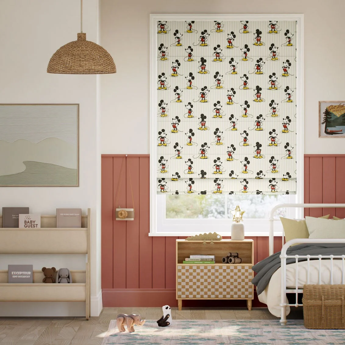 Mickey Stripe Natural Roman Blind