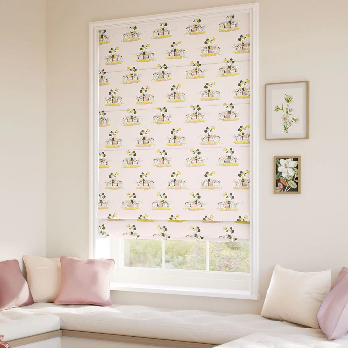 Minnie On The Move Blush Roman Blind - Image 2