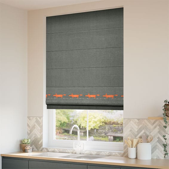 Mr Fox Border Charcoal Roman Blind - Image 2