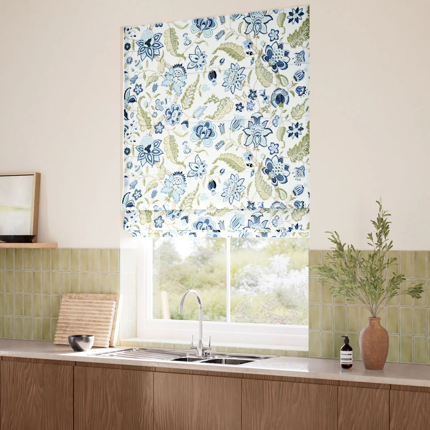 Newnham Courtney Cobalt Sage Roman Blind - Image 2