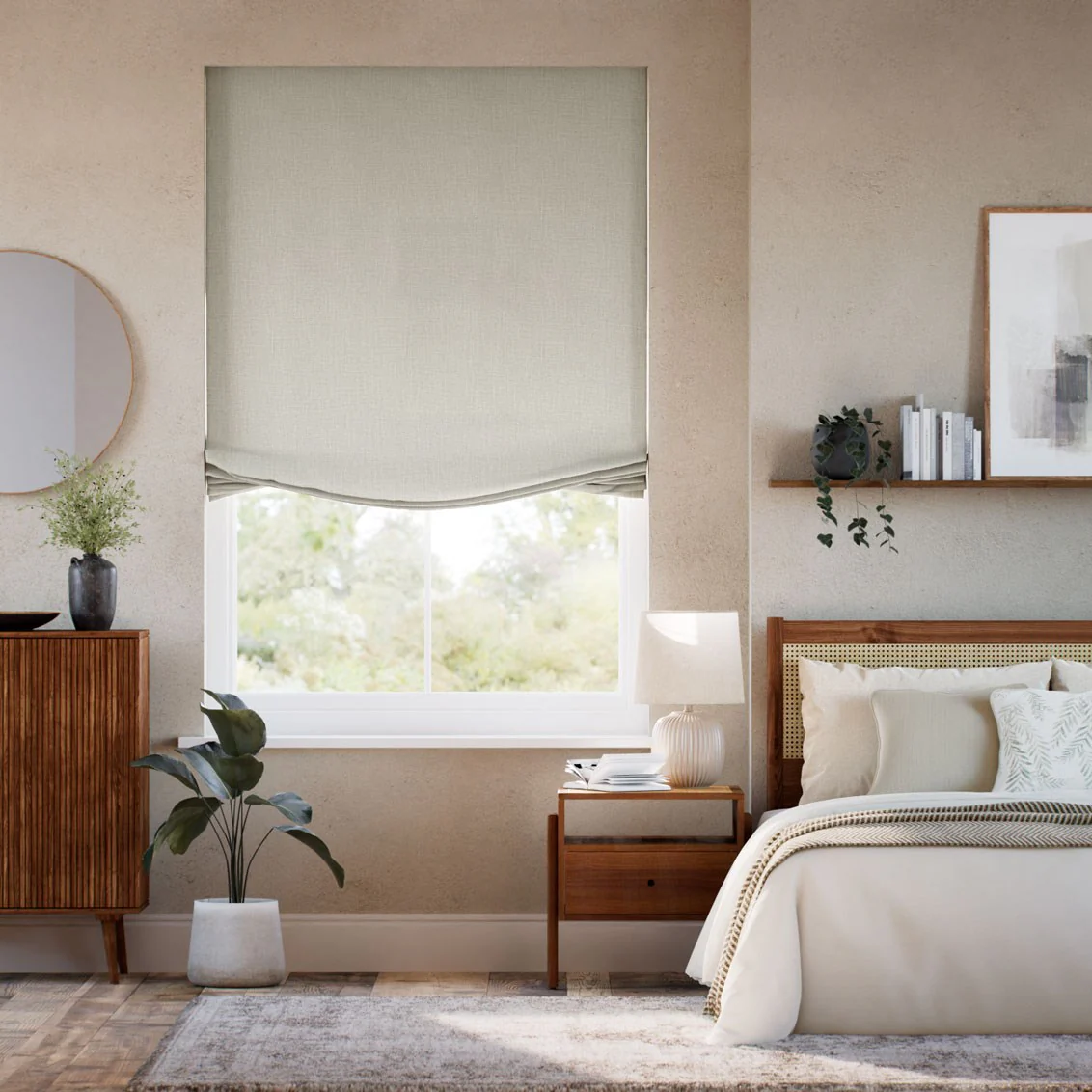 Paleo Linen Biscotti Relaxed Roman Blind