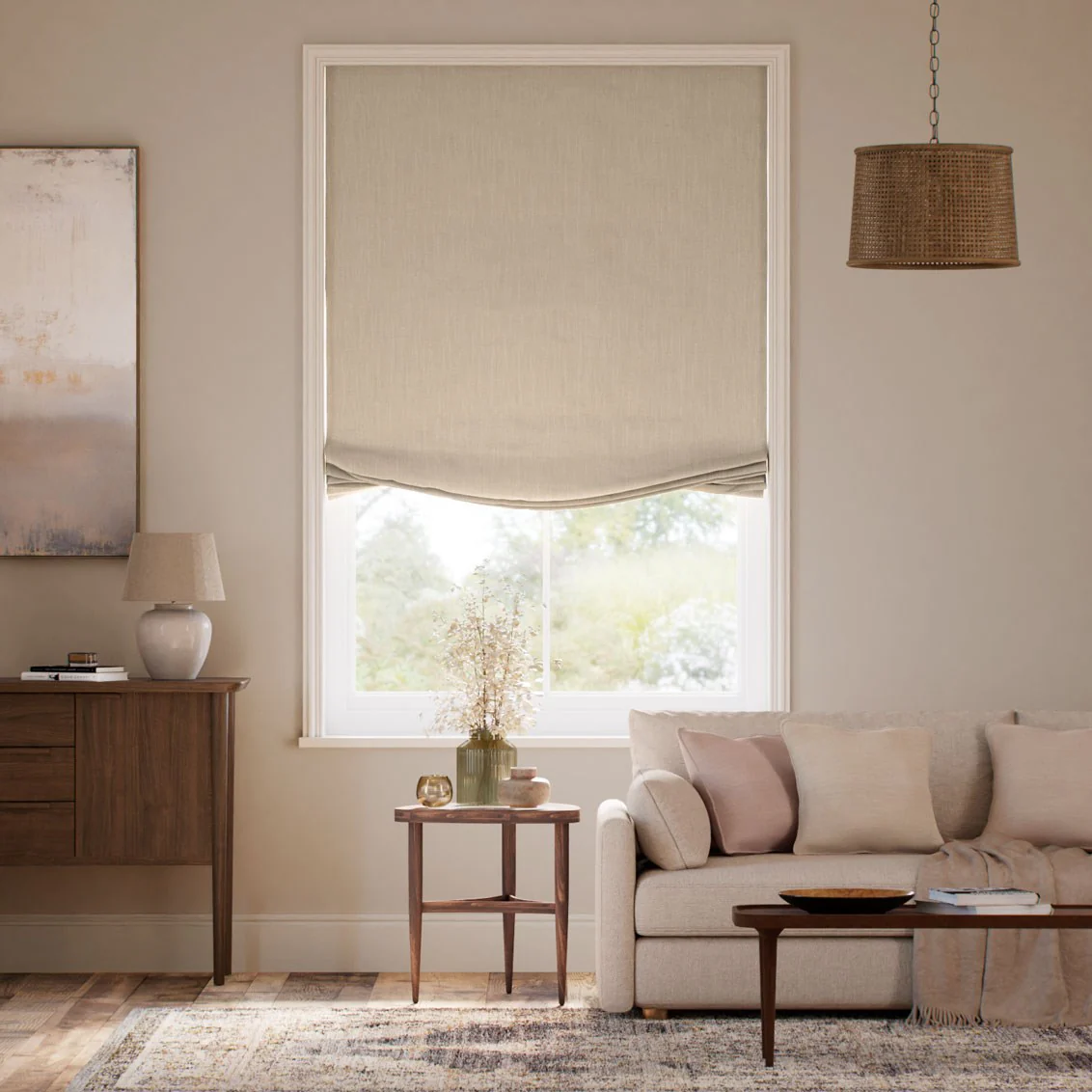 Paleo Linen Hopsack Relaxed Roman Blind