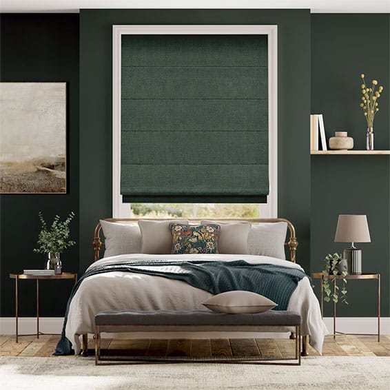 Paleo Linen Teal Twilight  Roman Blind