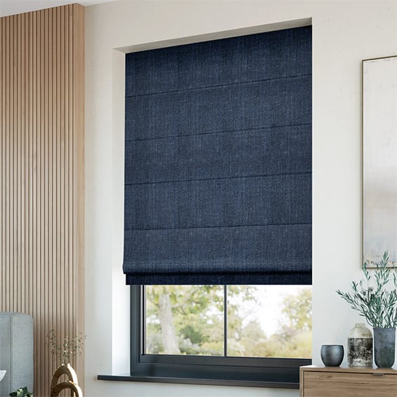 Paleo Linen Vintage Indigo Roman Blind - Image 2