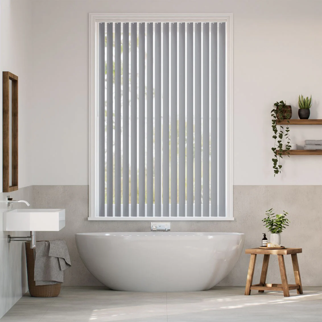 Rigid PVC Pittsburgh Mid Grey Blackout Vertical Blind