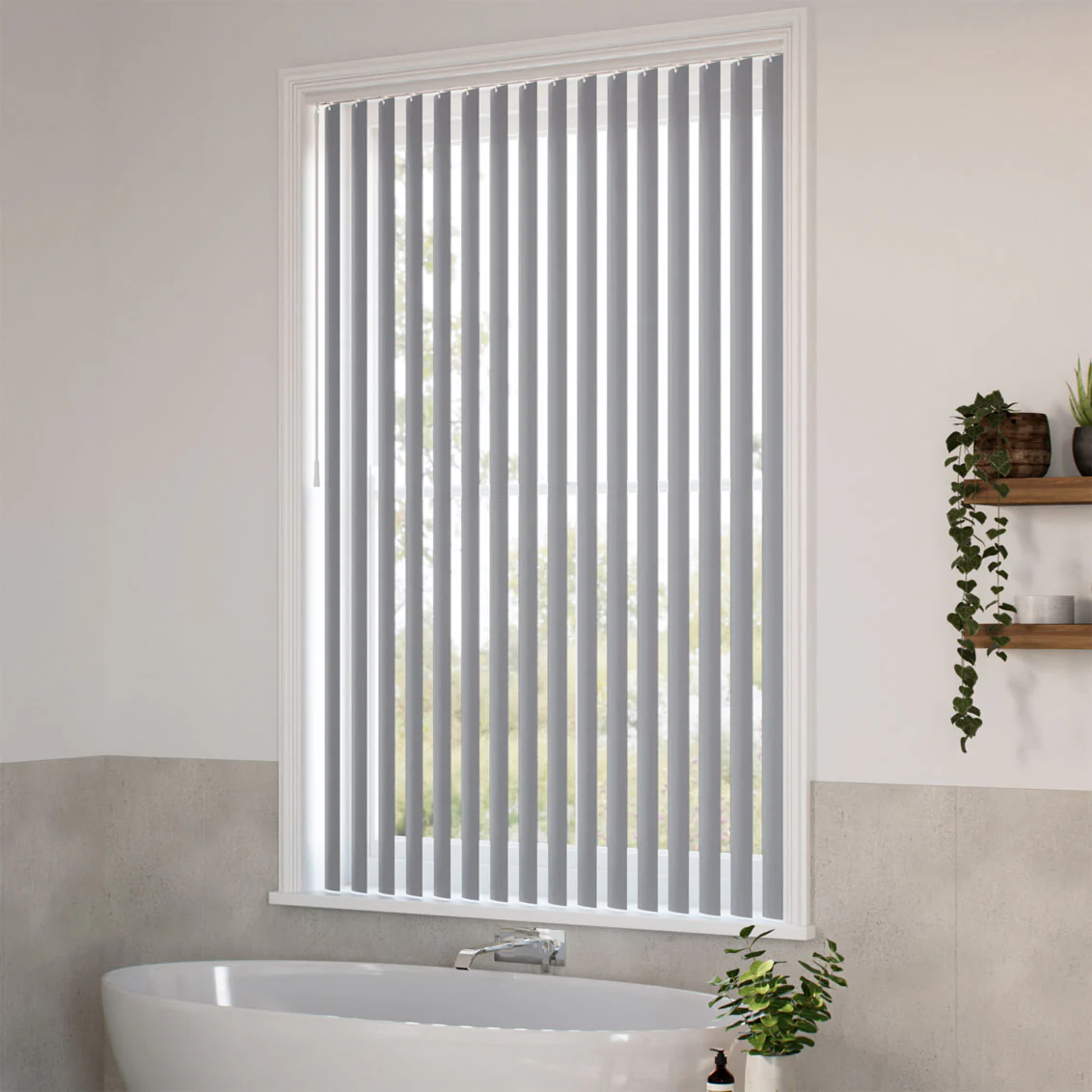 Rigid PVC Pittsburgh Mid Grey Blackout Vertical Blind - Image 2