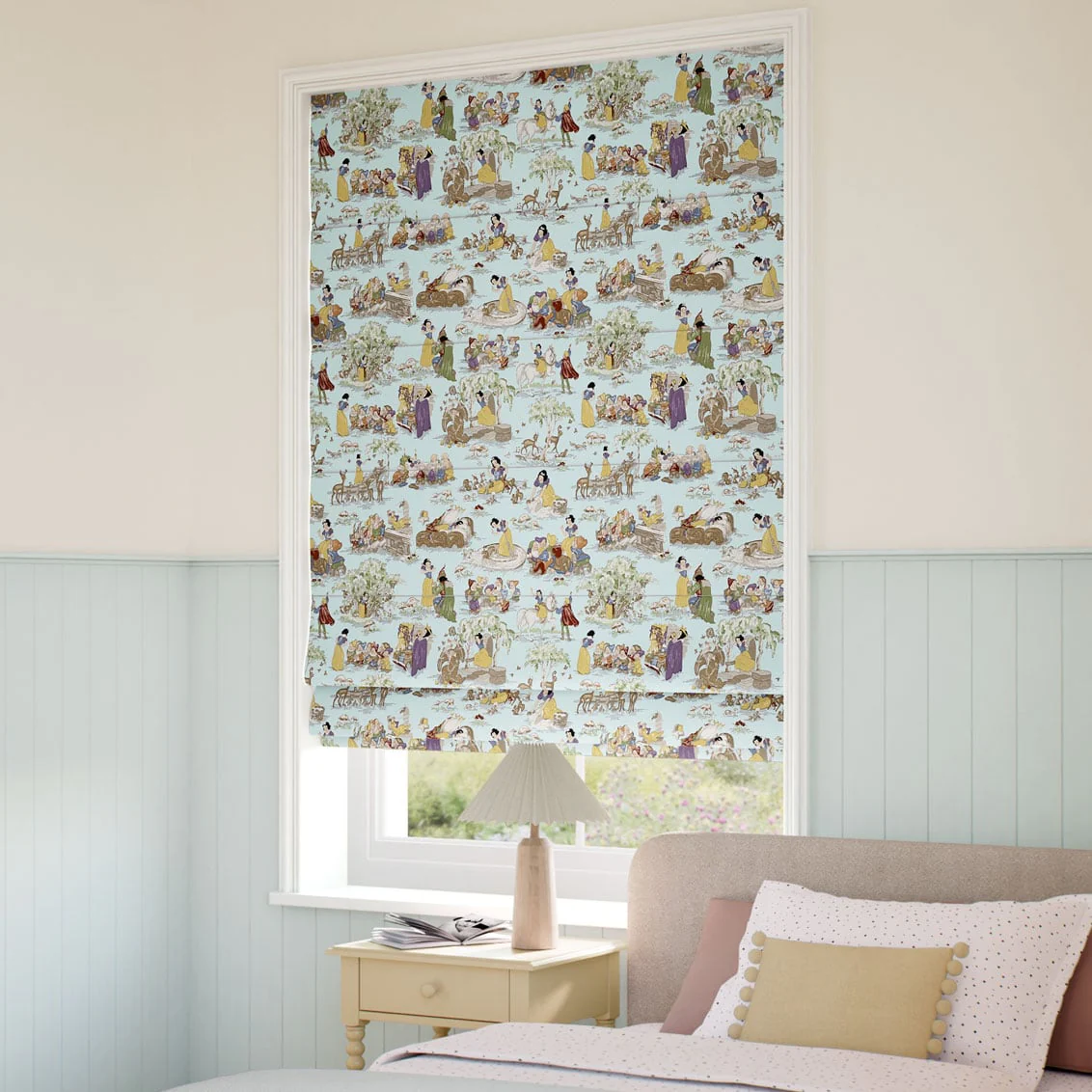 Snow White Sky Blue Roman Blind - Image 2