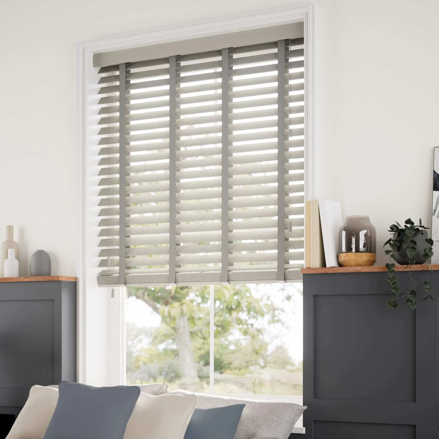 Tampa Tonal Grey & Tin Faux Wood Blind - Image 2