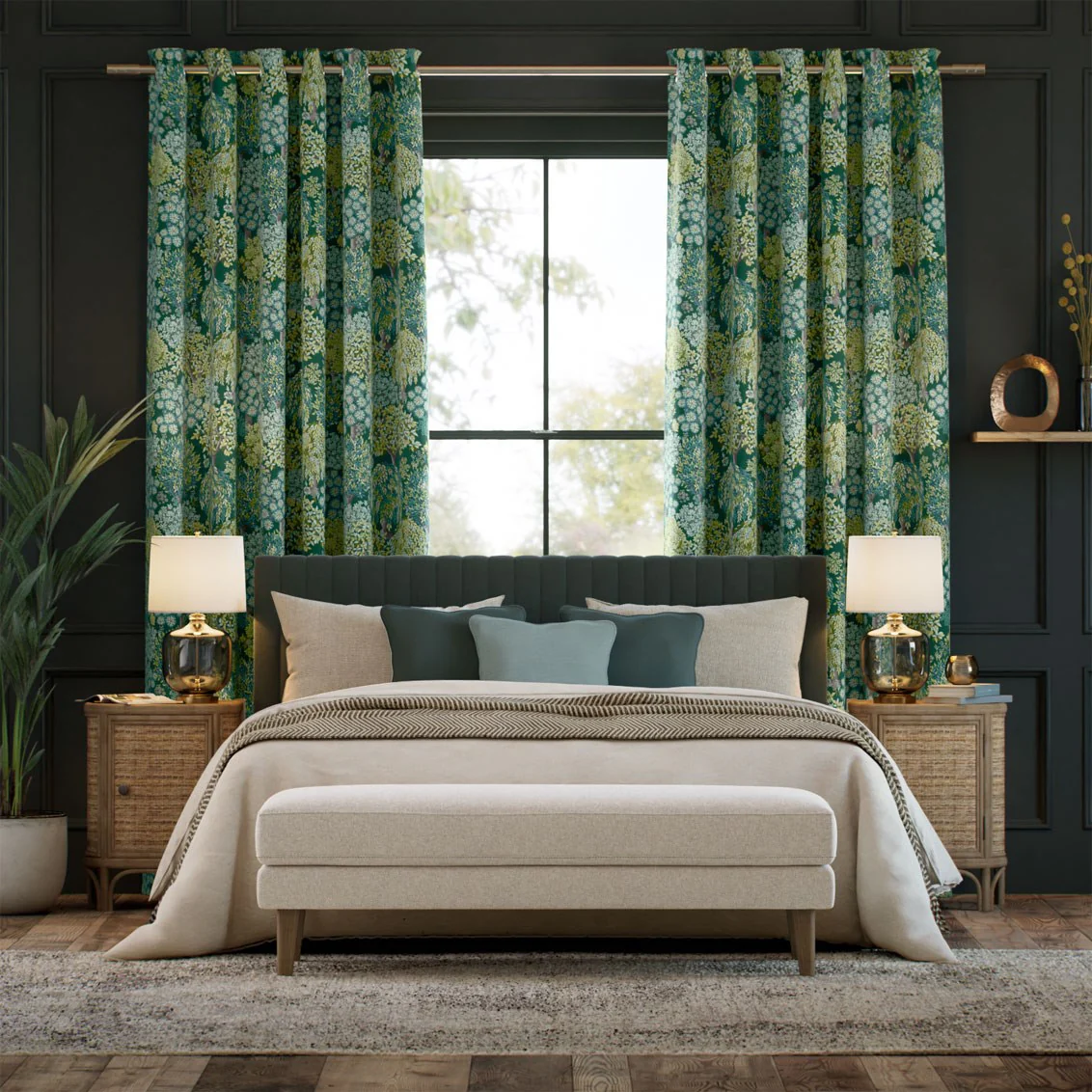 Tatton Green Olive Curtains