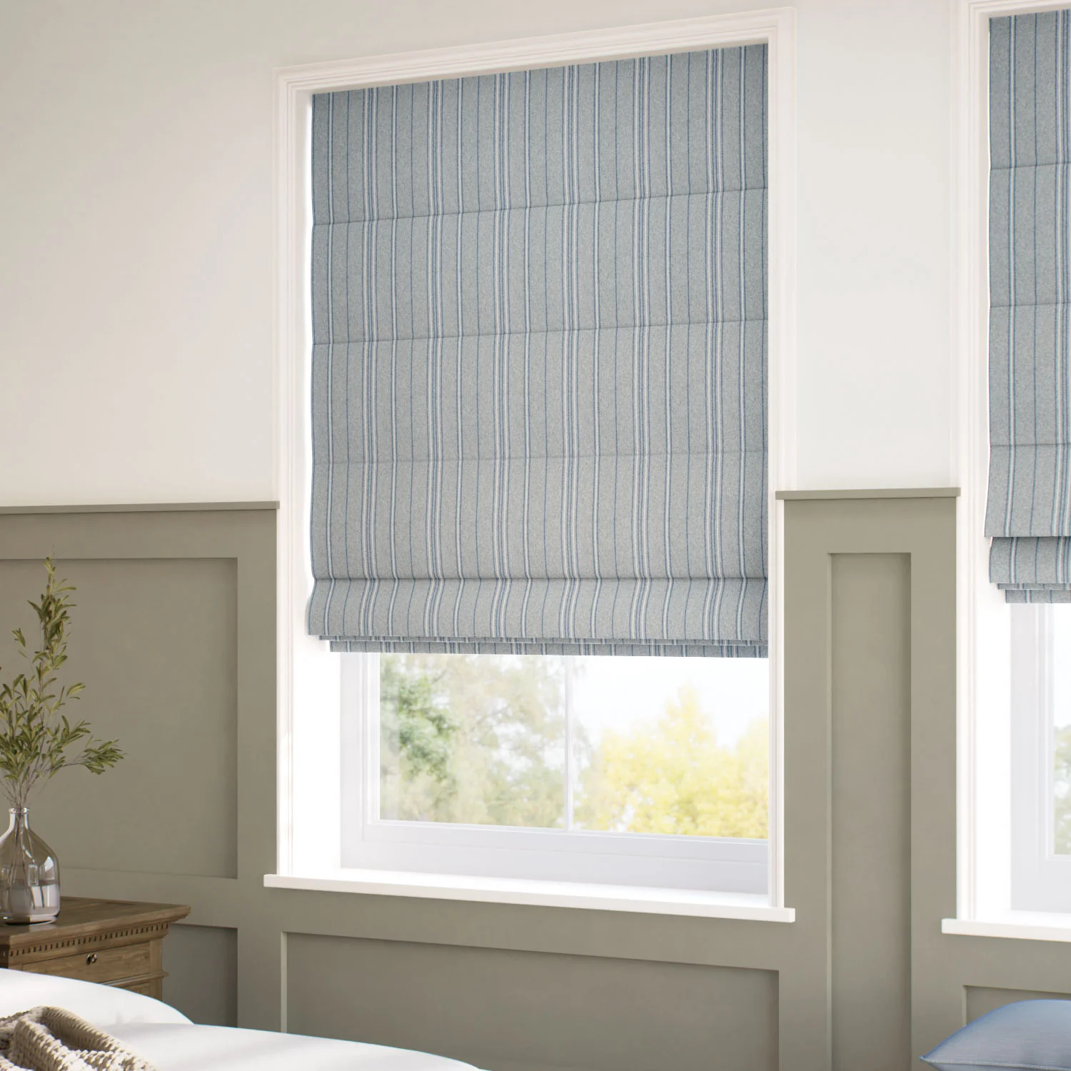 Taylor Blue Grey Stripe Roman Blind - Image 2