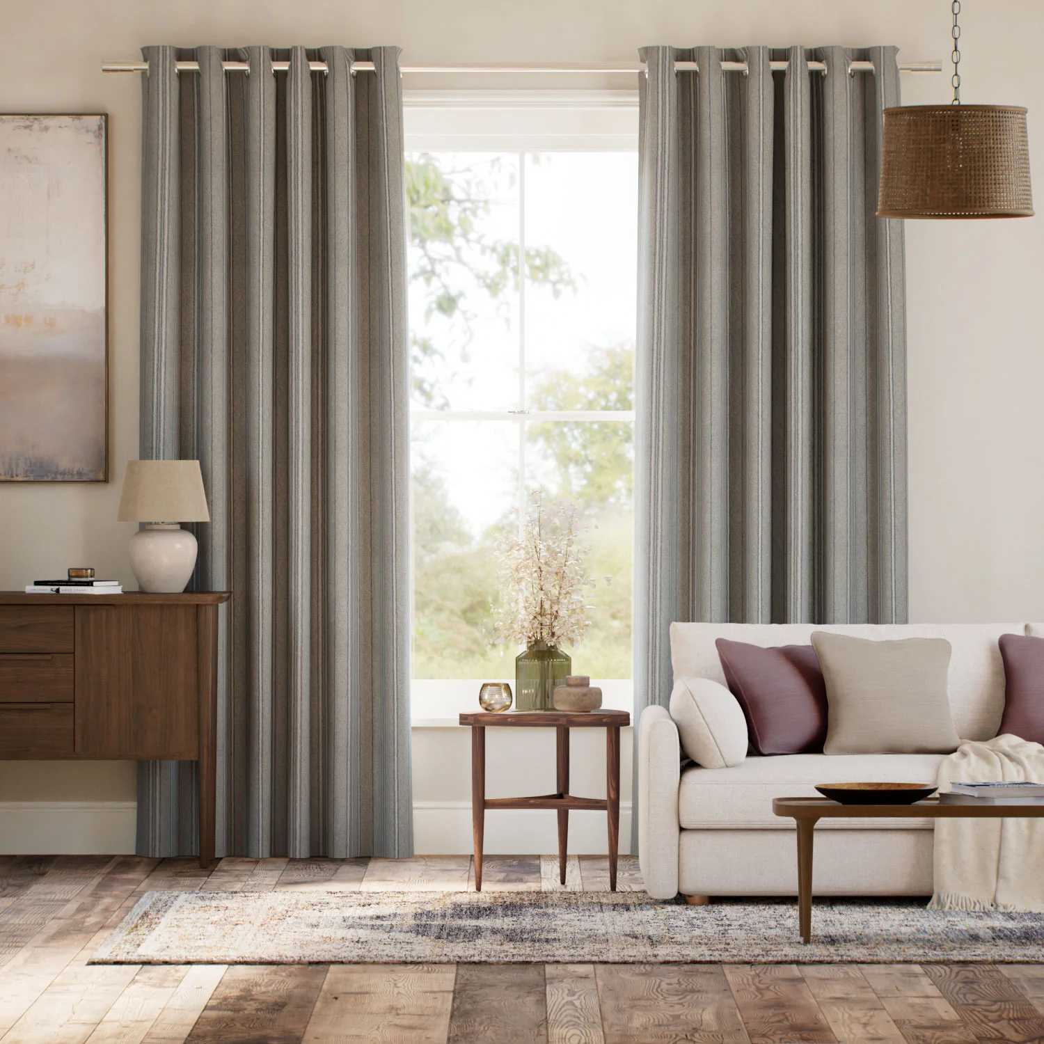 Taylor Slate Stripe Curtains