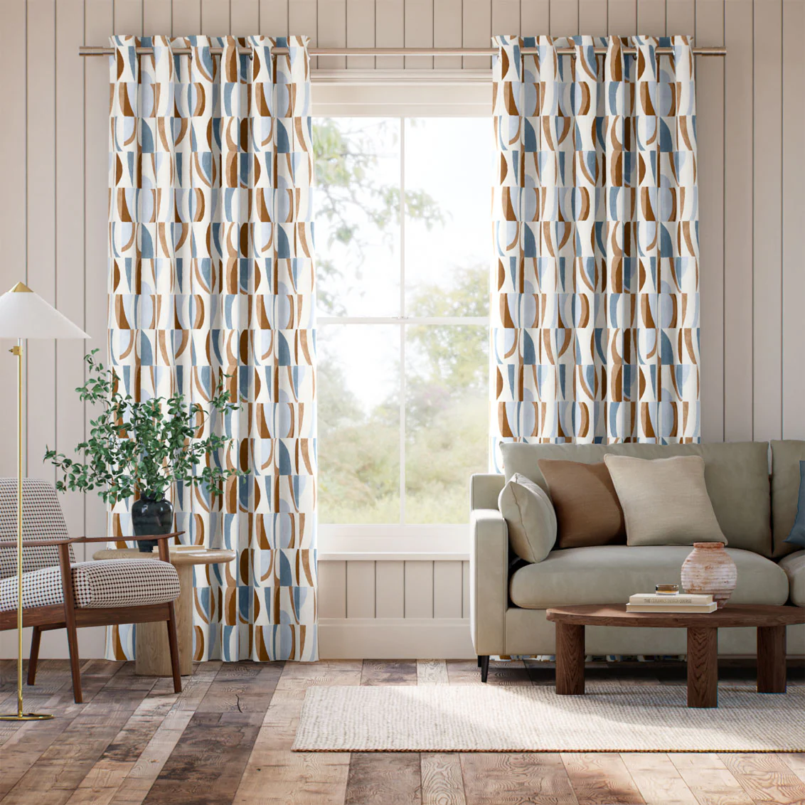 Torillo Terracotta & Pacific Curtains