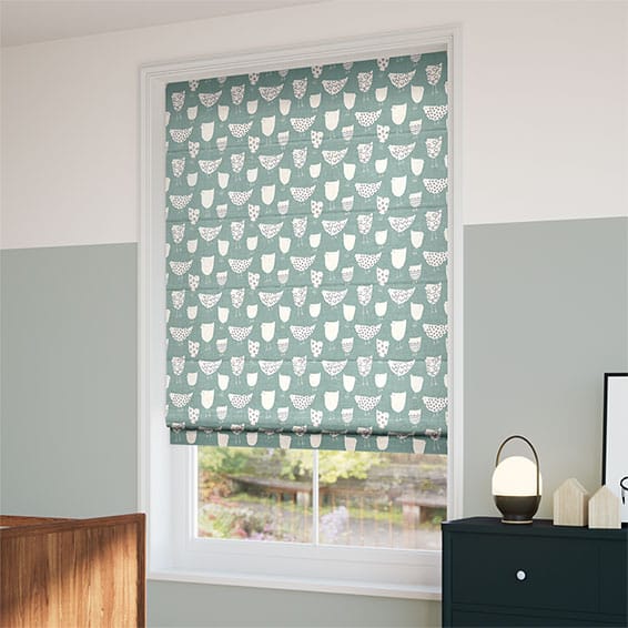 Tweet Tweet Duck Egg Roman Blind - Image 2