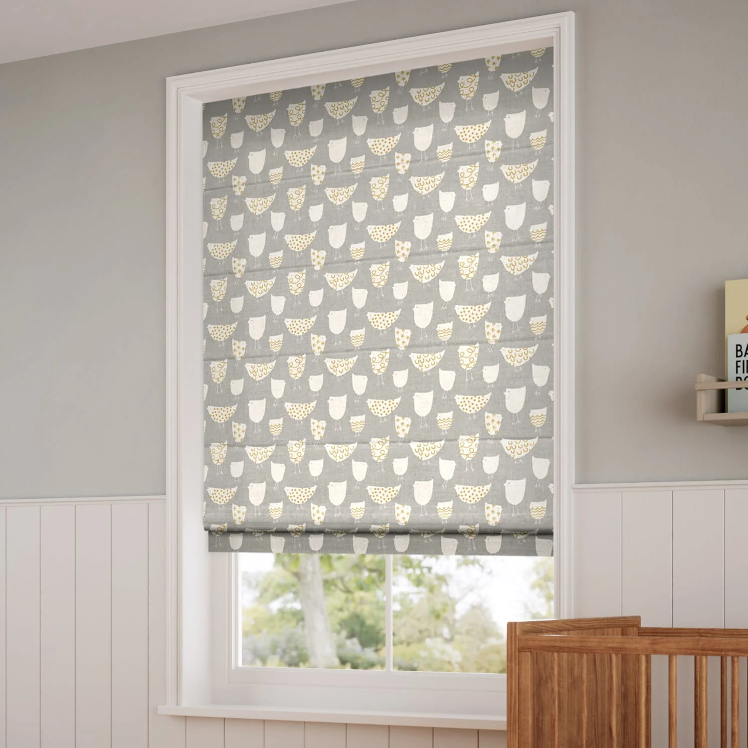 Tweet Tweet Grey Roman Blind - Image 2