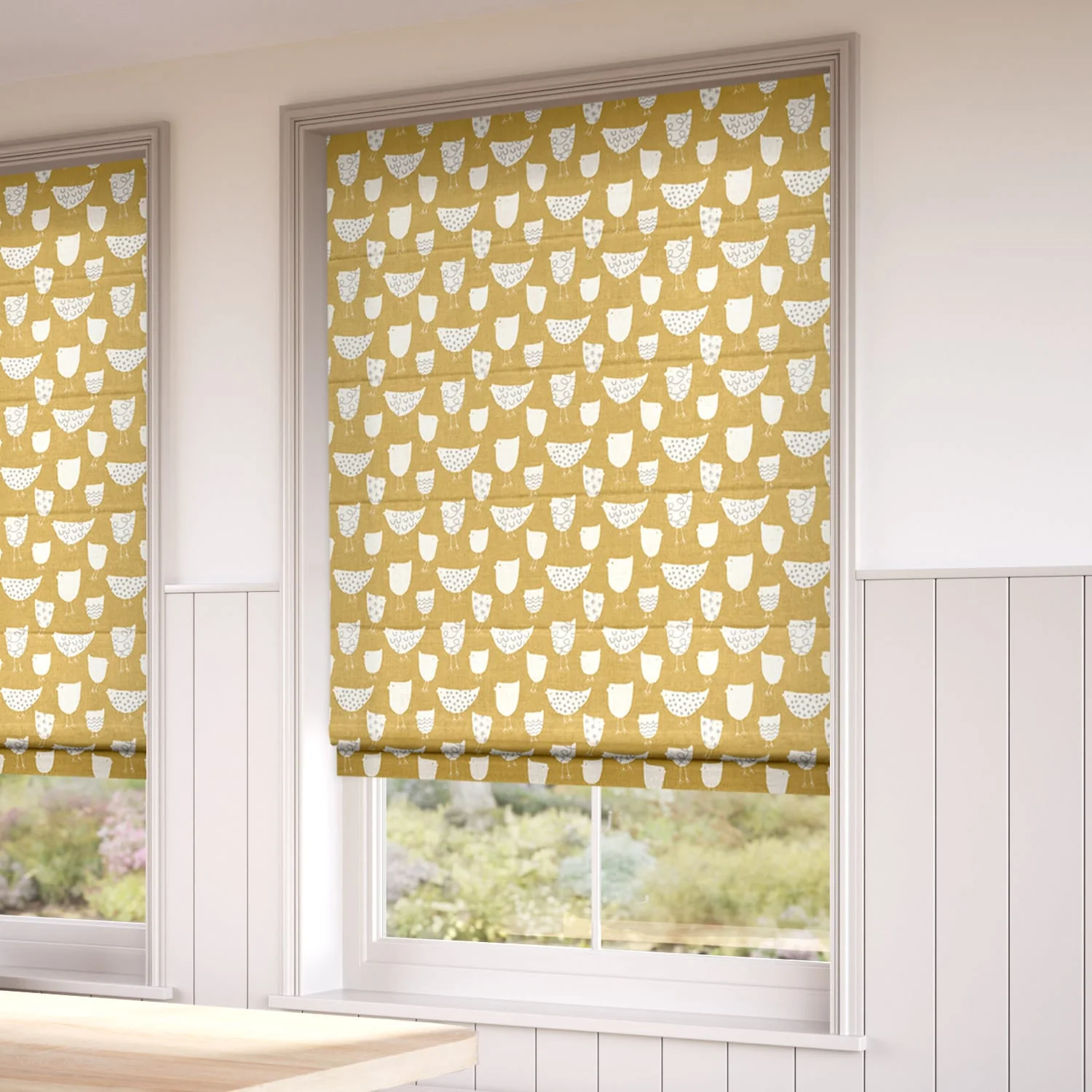 Tweet Tweet Mustard Roman Blind - Image 2