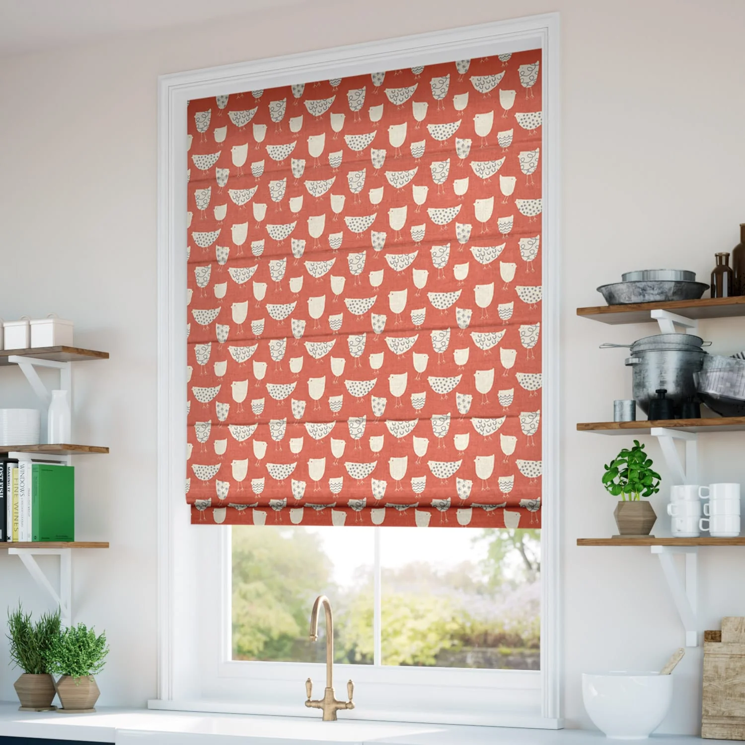 Tweet Tweet Papaya Roman Blind - Image 2