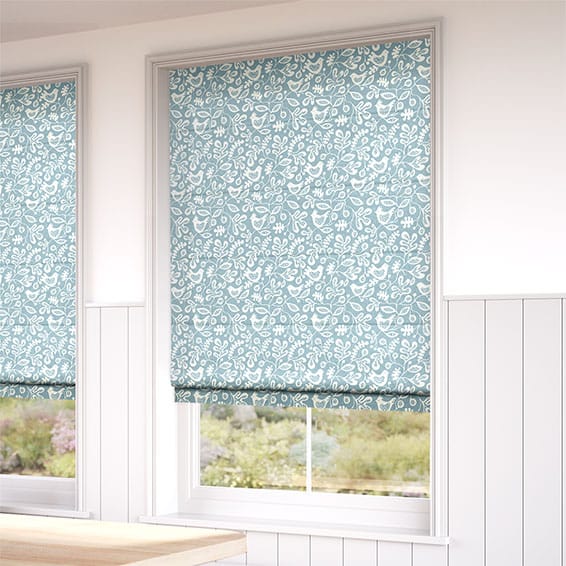 Tweets & Berries Sky Blue Roman Blind - Image 2