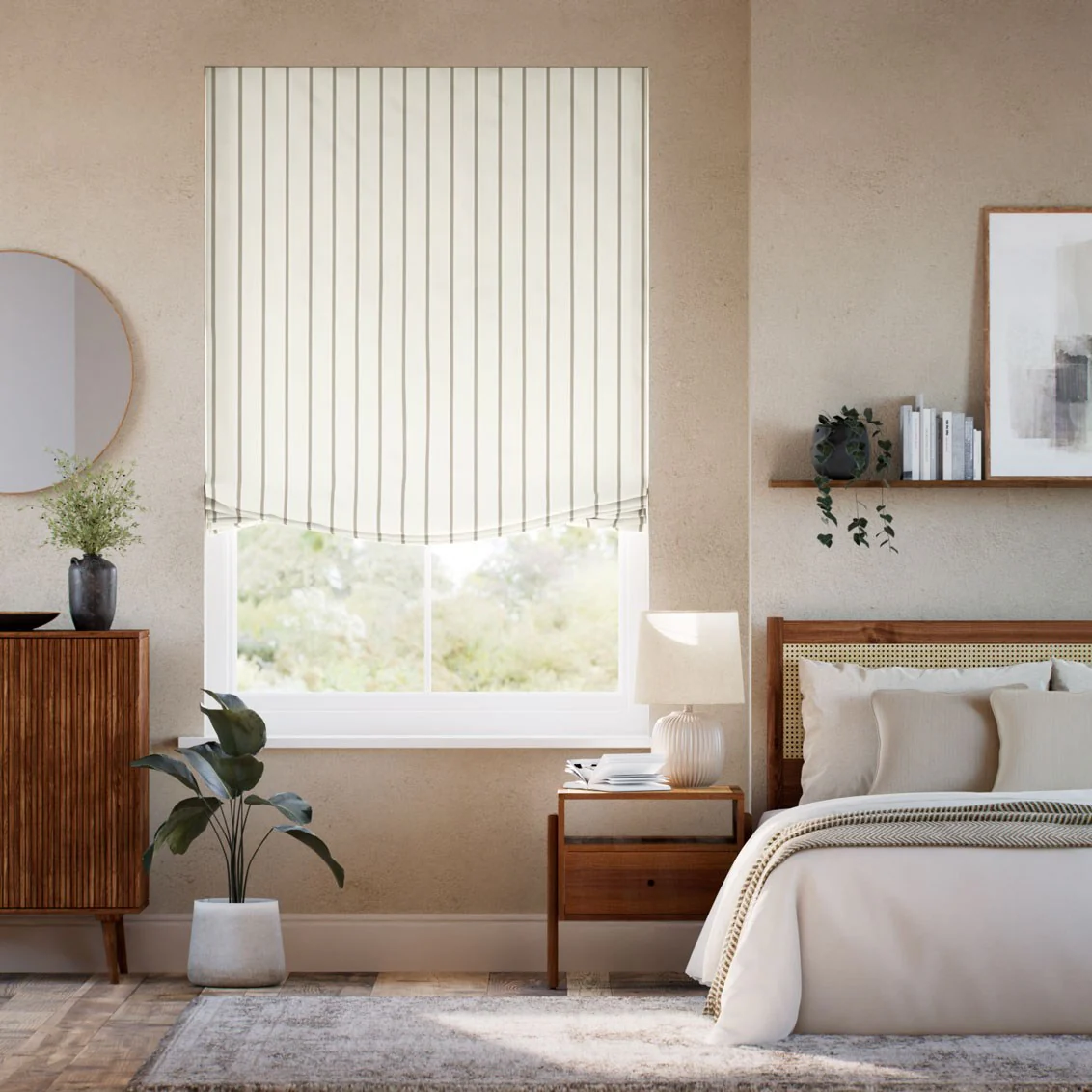 Twill Stripe Stone Relaxed Roman Blind