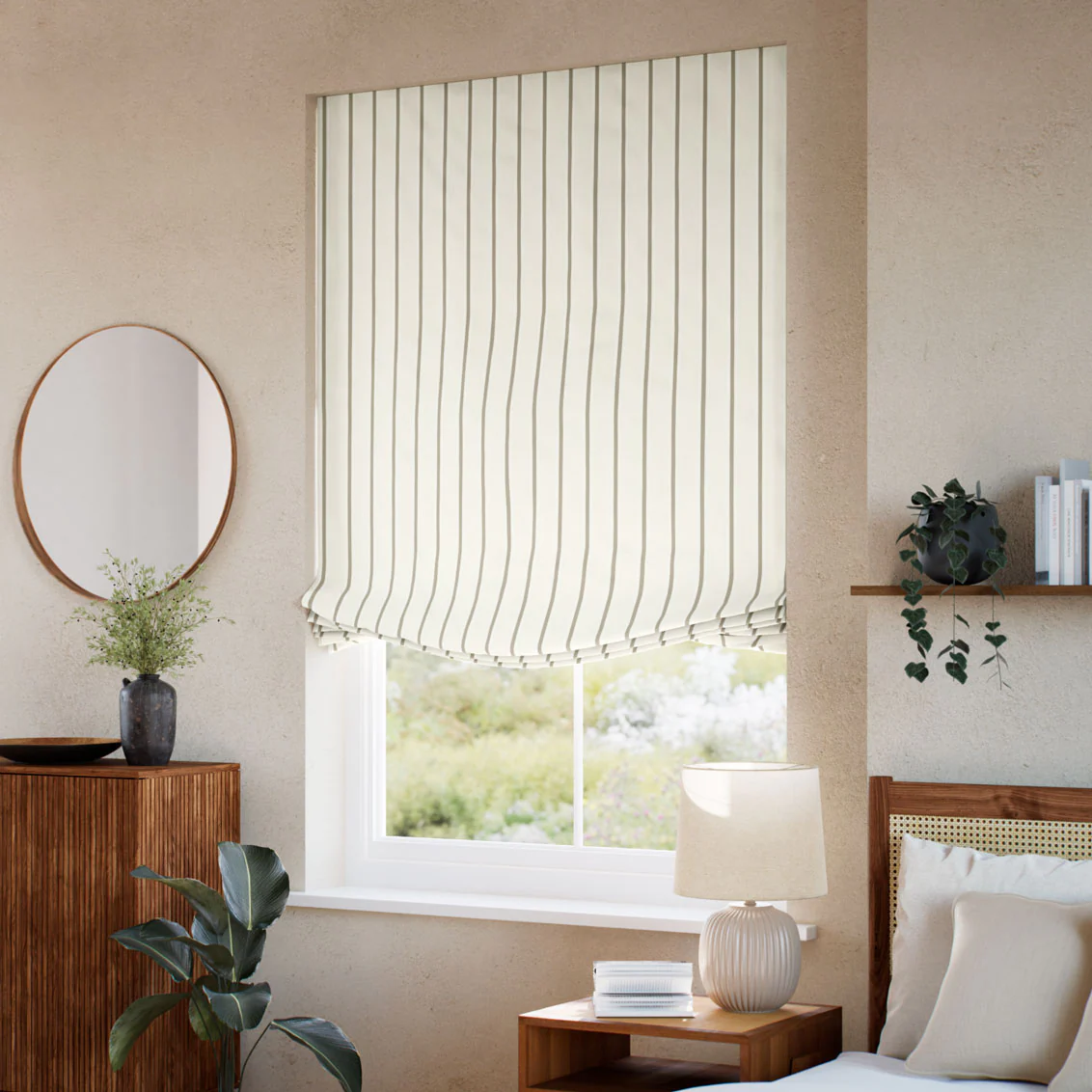 Twill Stripe Stone Relaxed Roman Blind - Image 2