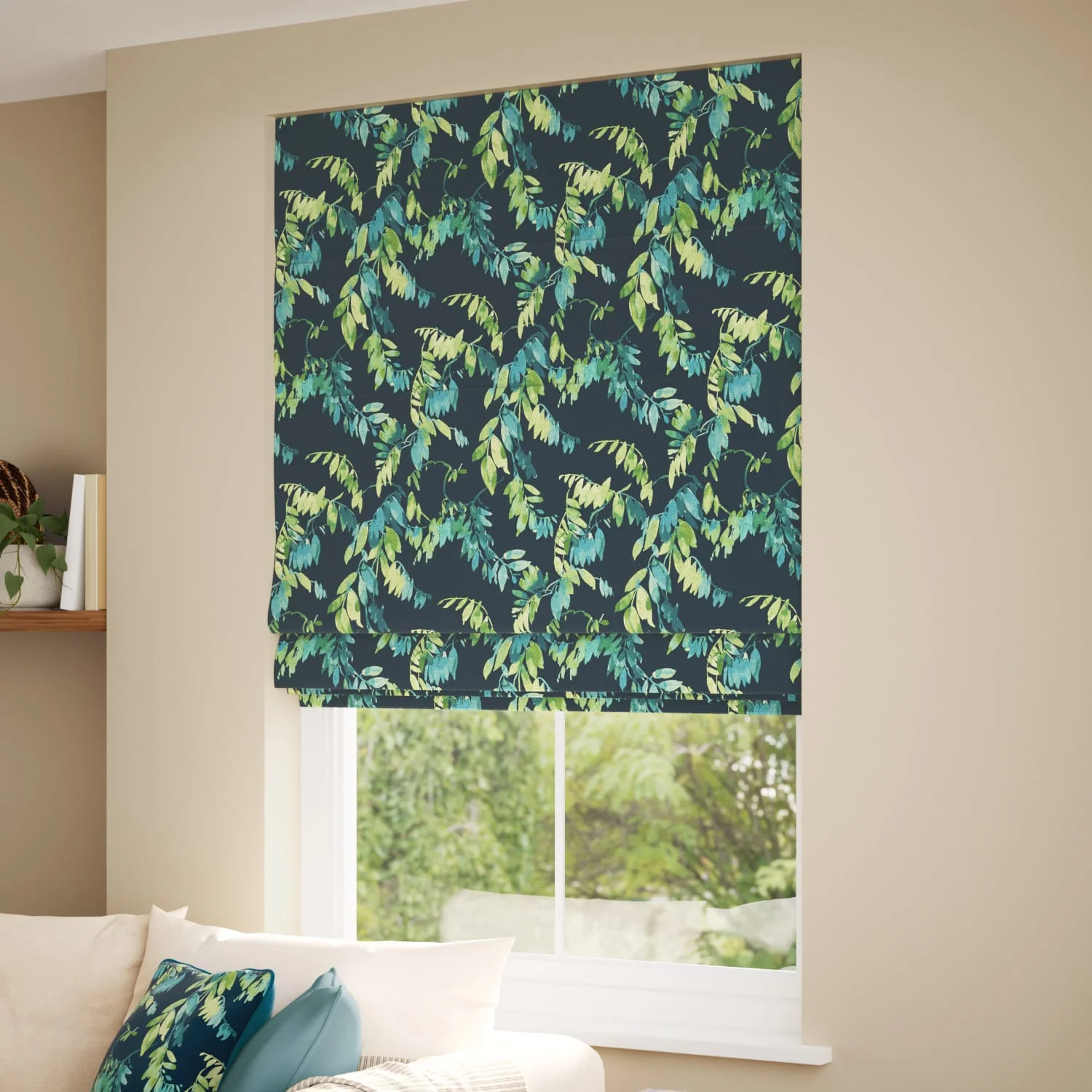 Watercolour Canopy Teal Roman Blind - Image 2