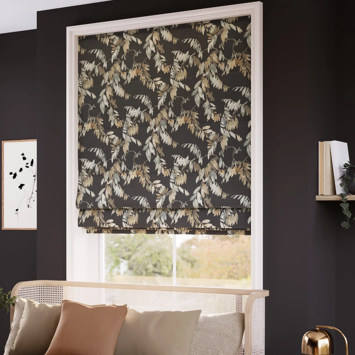 Watercolour Canopy Velvet Duck Egg Roman Blind - Image 2