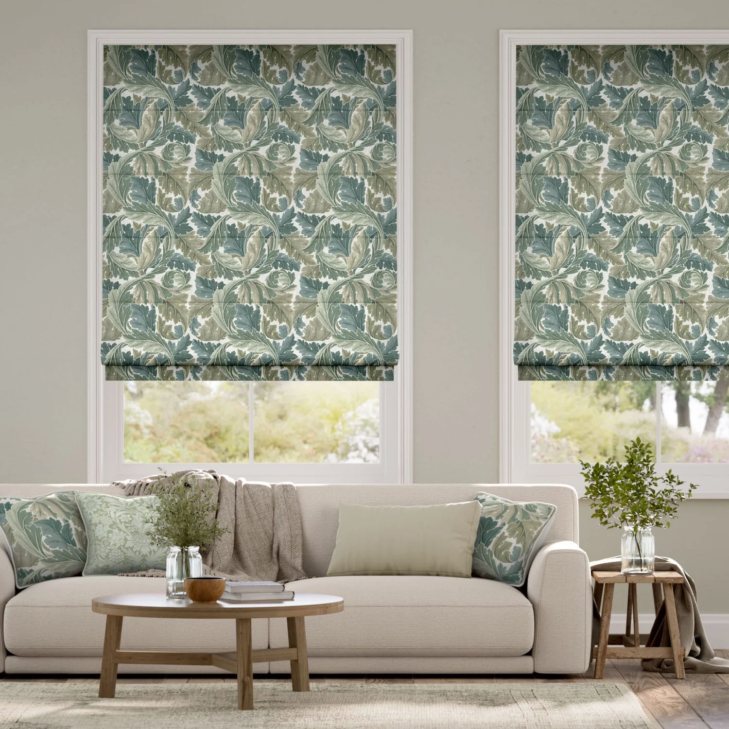 William Morris Acanthus Celadon Roman Blind
