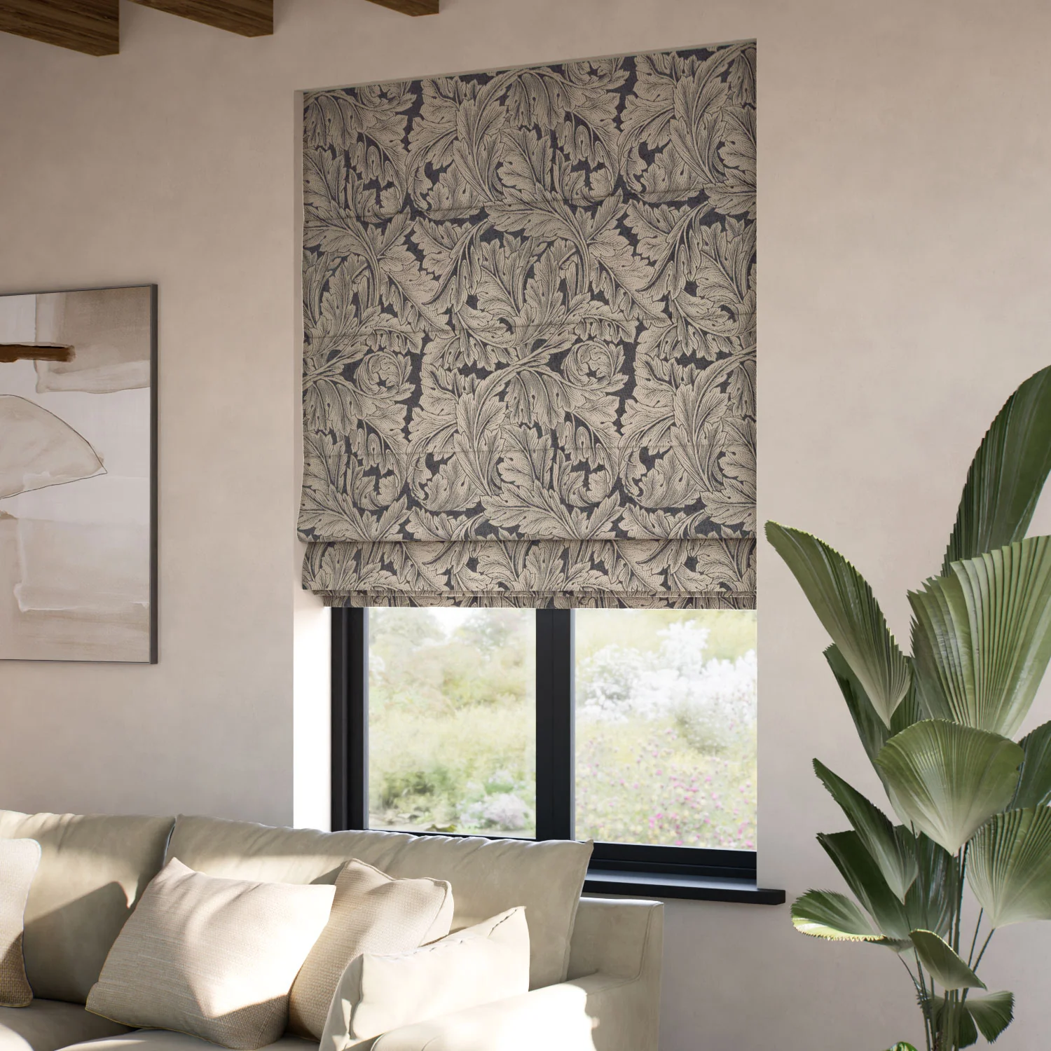 William Morris Acanthus Jacquard Antique Bronze  Roman Blind - Image 2