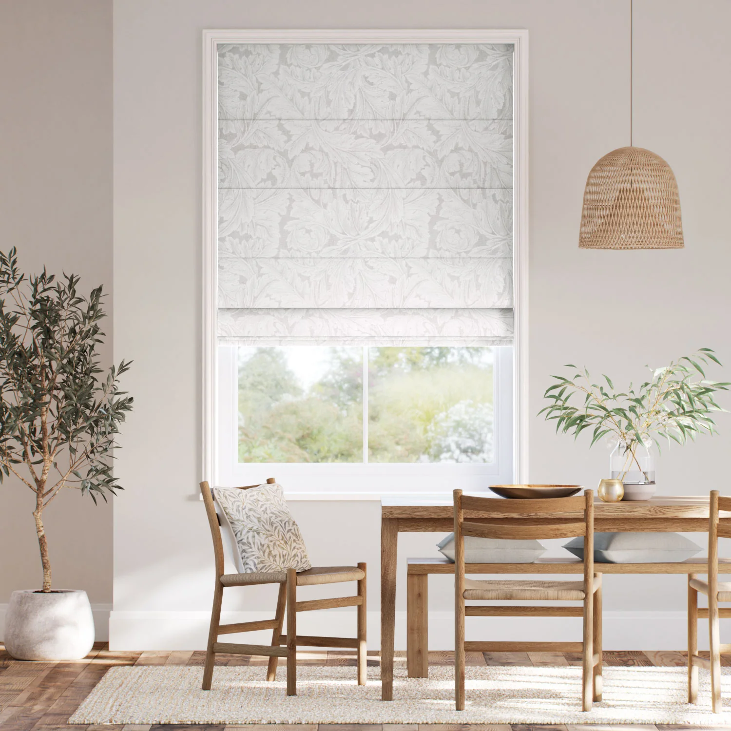 William Morris Acanthus Jacquard Ivory Roman Blind