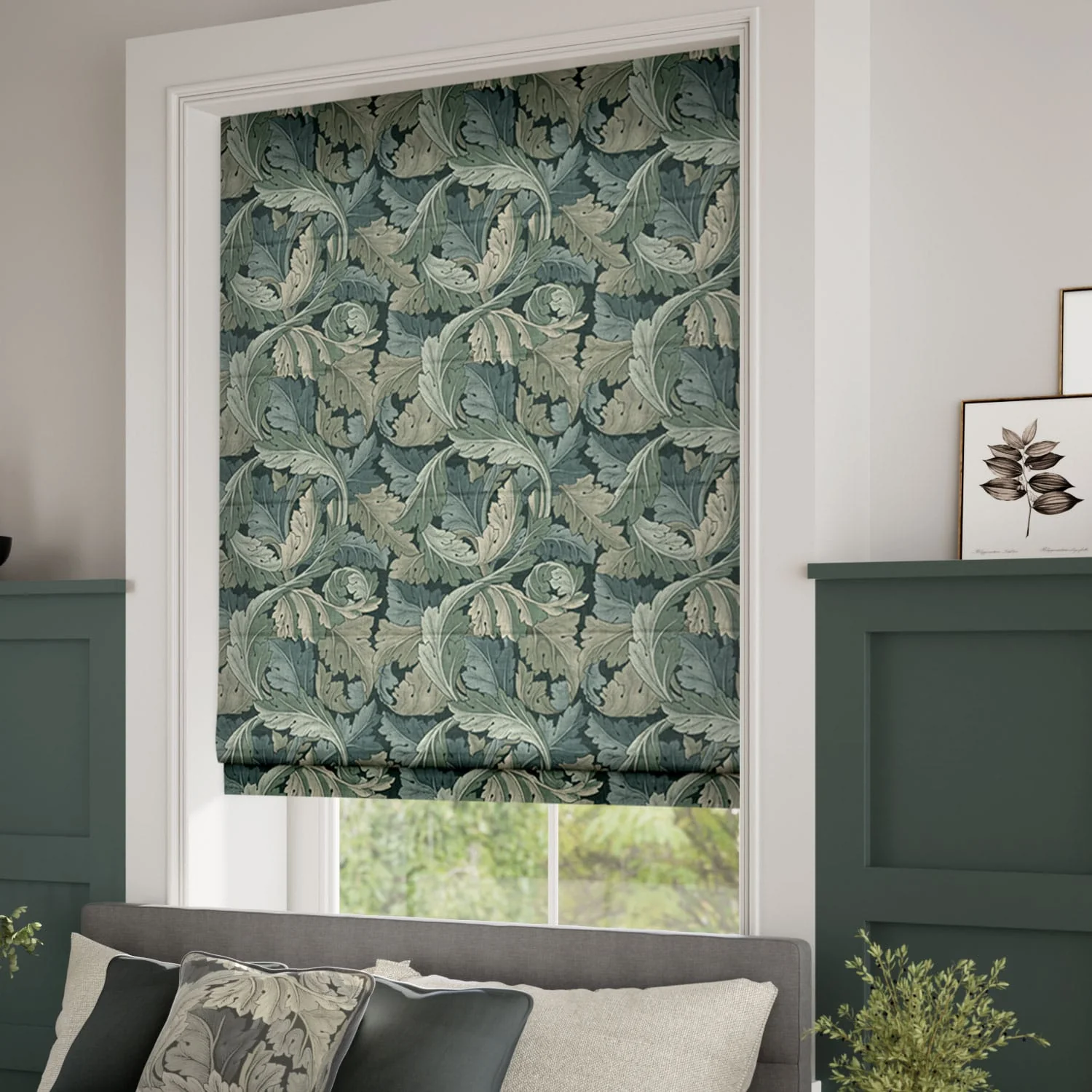 William Morris Acanthus Velvet Forest Roman Blind - Image 2