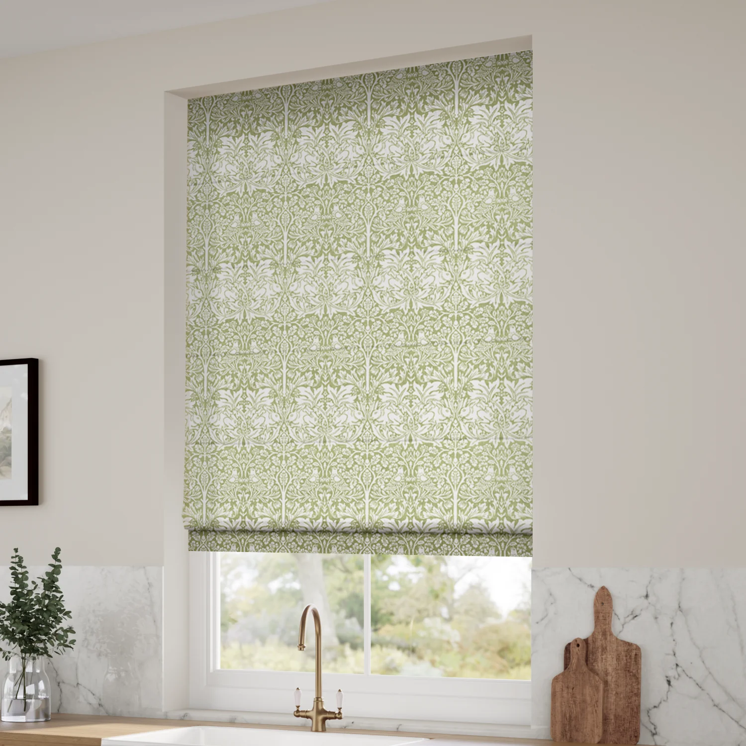 William Morris Brother Rabbit Aloe Roman Blind - Image 2