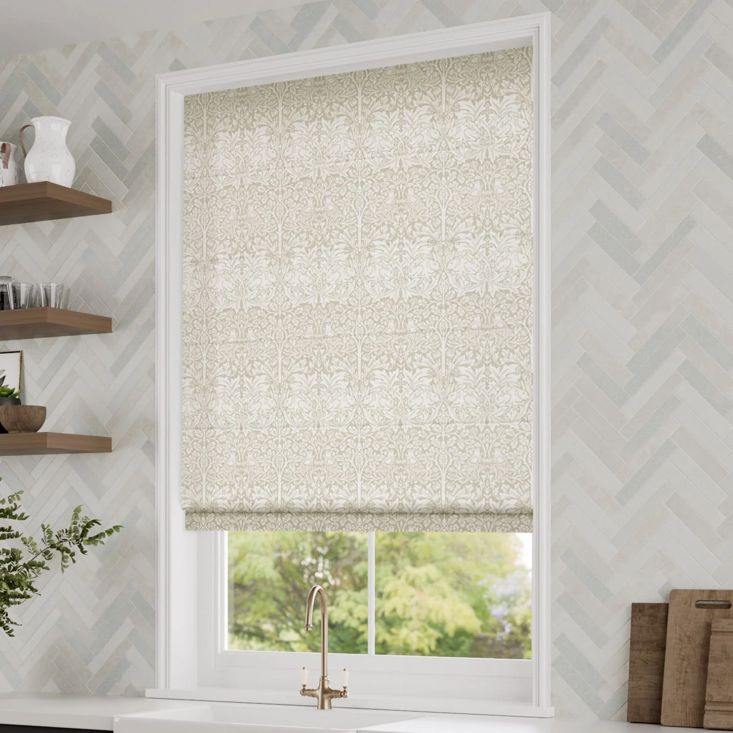 William Morris Brother Rabbit Parchment Roman Blind - Image 2