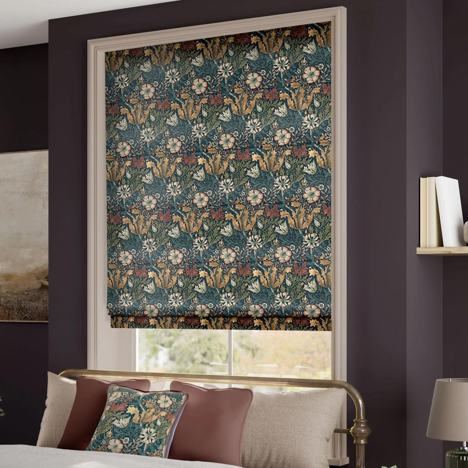 William Morris Compton Velvet Dusky Teal Roman Blind - Image 2