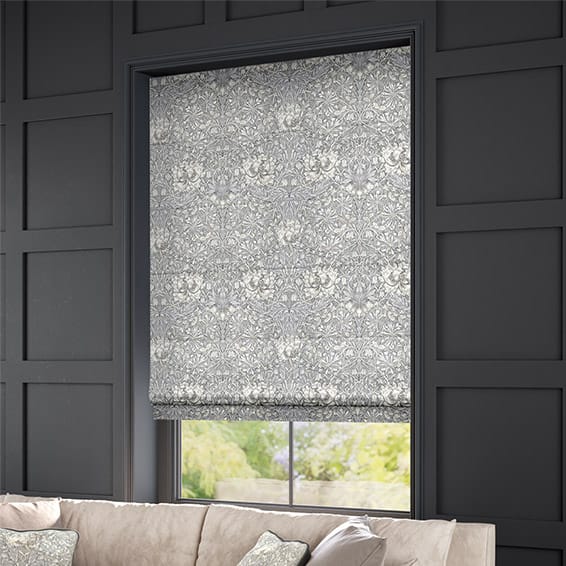 William Morris Honeysuckle and Tulip Velvet Pewter Roman Blind - Image 2